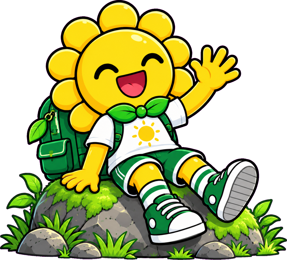 WAGO waving from a rock